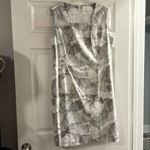Hugo Boss Dark Brown and White Abstract Floral Print Dress Size 12